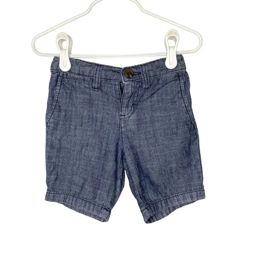 Old Navy Two Chino Shorts Bundle Salmon Chambray Blue Boys 4T